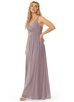 Azazie Kora Robes de demoiselle d'honneur Robe Trapèze en Mousseline de soie Plissée Crépuscule image4