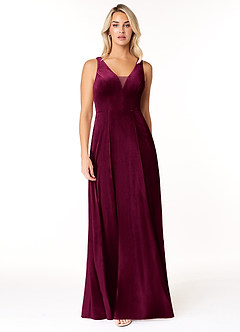 Azazie Sommer Vente Finale Robe Trapèze en velours Cabernet image3