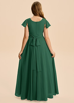 Azazie Cady Junior Dark Green A-Line Pleated Chiffon Dress image2