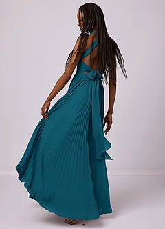 Barbie ♥ Azazie Bridesmaid Dresses Ink Blue A-Line Pleated Chiffon Dress image4