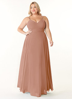 Azazie Janine Bridesmaid Dresses Champagne Rose A-Line V-Neck Chiffon Dress image6