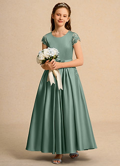 Azazie Bunny Junior Formal vestidos de niña de las flores Vestido de Eucalipto de Encaje de Princesa image3