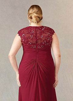 Azazie Birdie Mother of the Bride Dresses Burgundy A-Line Queen Anne Sequins Chiffon Dress image12