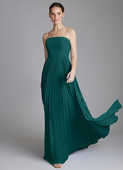 Azazie Mariana Bridesmaid Dresses Peacock A-Line Strapless Chiffon Dress image1