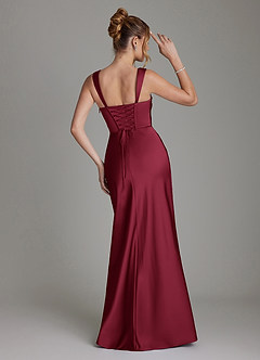 Azazie Agustina Bridesmaid Dresses Burgundy Mermaid Corset Stretch Satin Dress image2