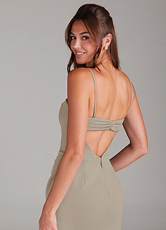 Azazie Leonis Bridesmaid Dresses Taupe Sheath Strapless Stretch Crepe Convertible Dress image4