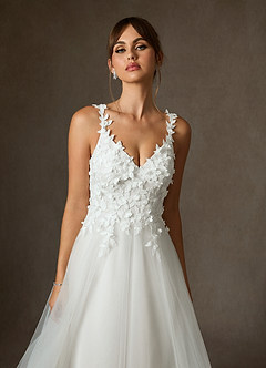 Azazie Shayna Vestidos de novia Vestido de Diamante Blanco de Encaje de Corte Princesa image6