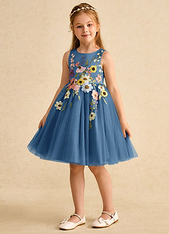 Azazie Prima Flower Girl Klänningar Klänning A-Line i Tyll Rosett image5