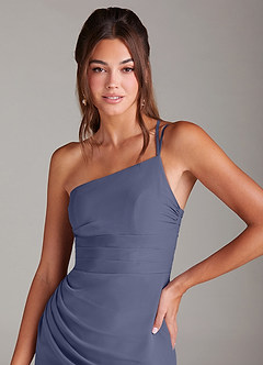 Azazie Eren Bridesmaid Dresses Stormy Mermaid One Shoulder Chiffon Dress image6