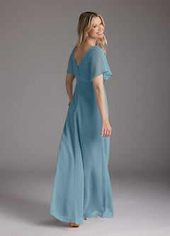 Azazie Alessa Mother of the Bride Dresses Moody Blue A-Line V-Neck Pleated Chiffon Dress image5