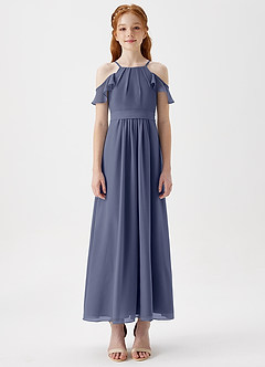 Azazie Chaya Junior Stormy A-Line Off the Shoulder Chiffon Dress image3