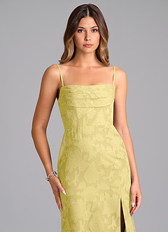 Azazie Saige Bridesmaid Dresses Canary A-Line Off the Shoulder Floral Burnout Convertible Dress image2