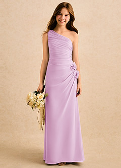 Azazie Sophie Girls Formal Flower Girl Dresses Candy Pink Sheath One Shoulder Chiffon Dress image1