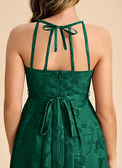 Azazie Arianthe Junior Emerald A-Line Pleated Floral Burnout Dress image7