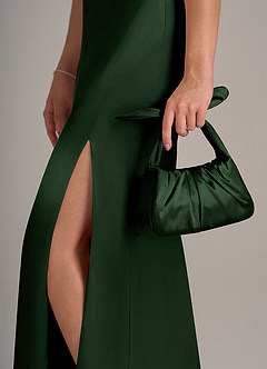 front 매칭 컬러 메탈릭 새틴 매듭 손잡이 핸드백