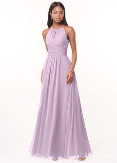 Azazie Bonnie Vestidos de madrinha de casamento Vestir Lilás Fosco de Chiffon de Linha A com Plissado image1