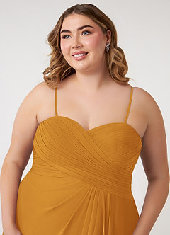 Azazie Arabella Allure Bridesmaid Dresses Butterscotch A-Line Sweetheart Neckline Chiffon Convertible Dress image19