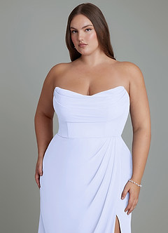 Azazie Johana Brautjungfernkleider Wandelbar Meerjungfrau-Linie Schulterfrei Chiffon Kleid Lavendel image15