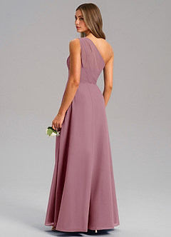 Azazie Phaedra Bridesmaid Dresses Vintage Mauve A-Line One Shoulder Chiffon Dress image7