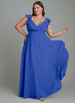 Azazie Leilani Bridesmaid Dresses Royal Blue A-Line Pleated Chiffon Dress image8