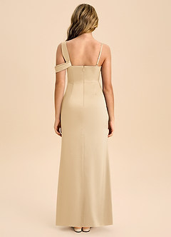 Azazie Wynter Junior Vestido de Oro de Satén Elástico con Plisado image2