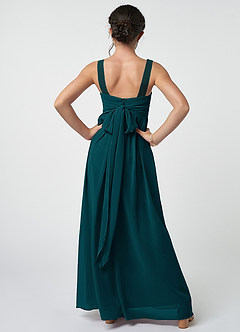 Azazie Kora Junior Pine A-Line Pleated Chiffon Dress image2