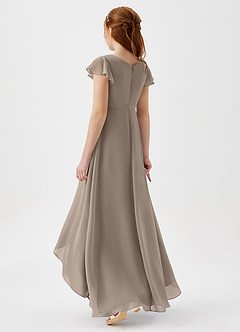 Azazie Breanne Junior Vestido de Gris Pardo de Gasa de Corte En A image3
