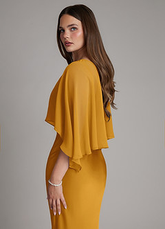 Azazie Ambra Bridesmaid Dresses Butterscotch Mermaid Pleated Stretch Satin Dress image8