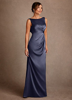 Azazie Baltimore Mother of the Bride Dresses Stormy A-Line Pleated Stretch Satin Dress image4