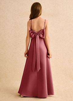 Azazie Joella Junior Formal Jurken voor bloemenmeisjes A-Lijn Jurk van Mat Satijn Geplooid Antieke Roos image1