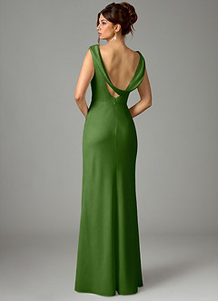 Azazie Kieryn Bridesmaid Dresses Basil Mermaid Pleated Stretch Satin Dress image6
