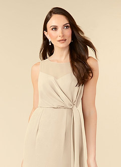 Azazie Marchioness Abiti per la Madre della Sposa Abito A-Line in Chiffon con Scollo a U a Pieghe Champagne image5
