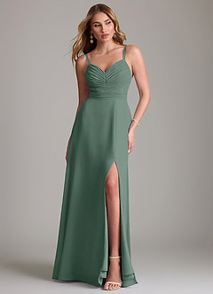 Azazie Terese Bridesmaid Dresses Sea Moss A-Line Pleated Chiffon Dress image1