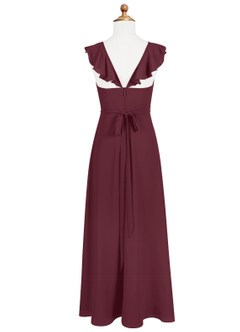 Azazie Emily Junior Cabernet A-Line Ruched Chiffon Dress image6