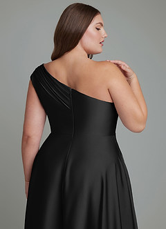 Azazie Melanie Brudtärnklänningar Klänning av A-linje i Stretch Satin Off the shoulder Svart image13