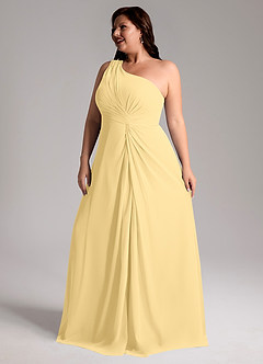 Azazie Brooke Bridesmaid Dresses Butter A-Line One Shoulder Chiffon Dress image12