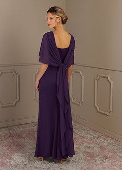 Azazie Dion Mother of the Bride Dresses Plum Sheath Scoop Stretch Crepe Dress image11