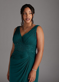 Azazie Winona Mère de la mariée Robes Robe Sirène en Maille Paillettes Paon image11
