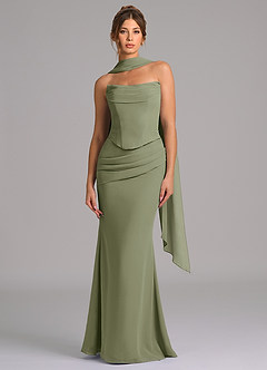 Azazie Sorrel Brautjungfernkleider Meerjungfrau-Linie Korsett Chiffon Kleid Pistazie image4