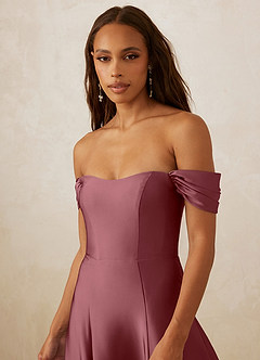 Christian Siriano Bridal for Azazie 1002 Bridesmaid Dresses Desert Rose A-Line Off the Shoulder Stretch Satin Convertible Dress image5