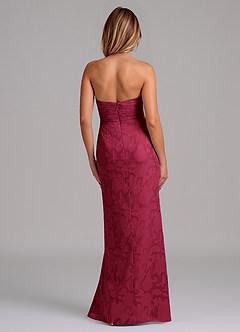 Azazie Jemma Bridesmaid Dresses Burgundy A-Line Pleated Floral Burnout Dress image6