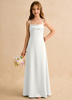 Azazie Mirabella Girls Formal Flower Girl Klänningar Klänning Tubklänning i Stretch Satin Hjärtformad urringning image5