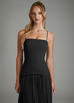 Azazie Alex Bridesmaid Dresses Black A-Line Corset Chiffon Dress image7