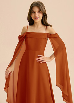 Azazie Moana Junior Linia A Pofałdowany Szyfon Długość podłogi Młodsza druhna Sukienka image7