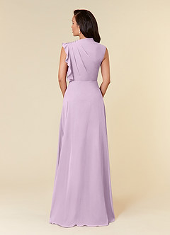 Azazie Narine Mother of the Bride Dresses Frosted Lilac A-Line High Neckline Pleated Chiffon Dress image6
