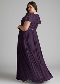 Azazie Kara Modest Bridesmaid Dresses A-Line Pleated Chiffon Floor-Length Dress image2
