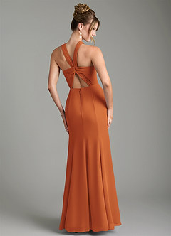 Azazie Rue Bridesmaid Dresses Cinnamon A-Line Halter Chiffon Dress image2