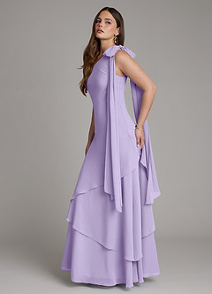 Azazie Monique Bridesmaid Dresses Lilac A-Line One Shoulder Chiffon Dress image7