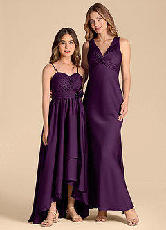 Azazie Catalina Junior Grape A-Line Sweetheart Neckline Stretch Satin Dress image3