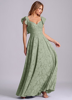 Azazie Leilani Robes de demoiselle d'honneur Robe Trapèze en Blumen-Burnout Encolure en Forme de Cœur Agave image6